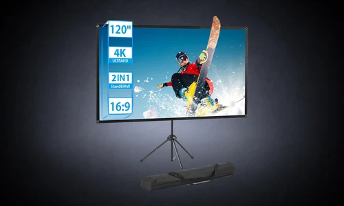Produkt Bild von Beamer Leinwand mit Stativ 120 Zoll Produkt Bild von Beamer Leinwand mit Stativ 120 Zoll